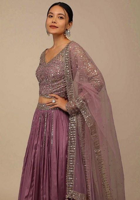 Pink With Dupatta Georgette Lehenga Set with Embroidered for Diwali | Wedding & Festive Wear