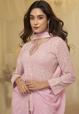 Pink Chikankari Georgette Sharara Set