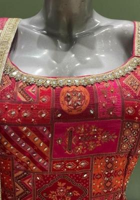 Red Bandhani Blended Sharara Set