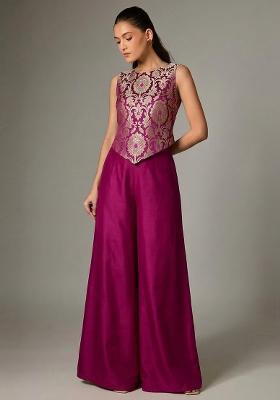 Magenta Silk Fusion Set for Diwali and Festive Wear