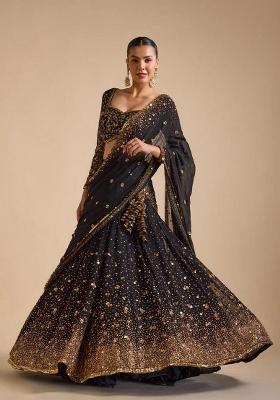 Black Embellished Georgette Lehenga Set for Diwali | Wedding & Festive Wear